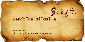 Zakócs Ádám névjegykártya
